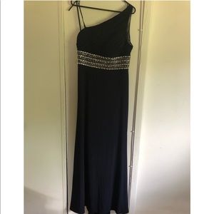 Navy One Shoulder Gown